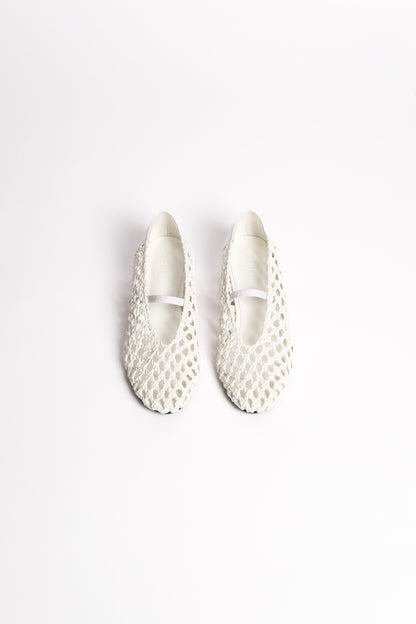 anya Woven Flats in Ivory