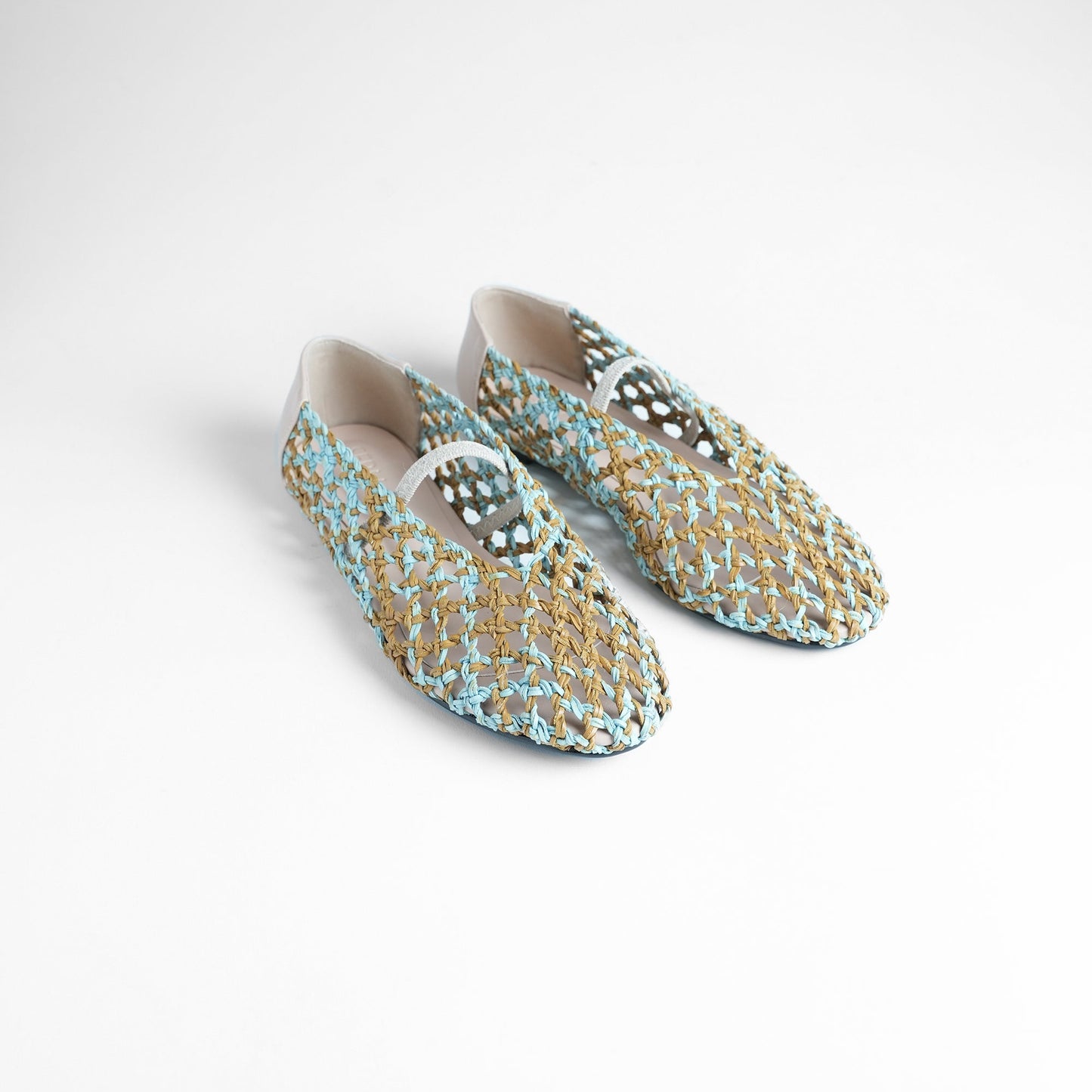 anya Woven Flats Blue & Tan