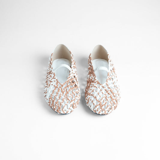 anya Woven Flats White & Tan